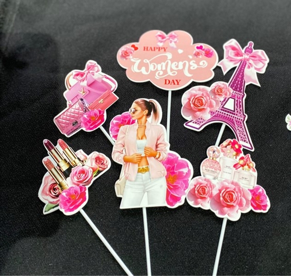 SET CẮM 20/10 CÔ GÁI PARI- PHỤ KIỆN TRANG TRÍ BÁNH