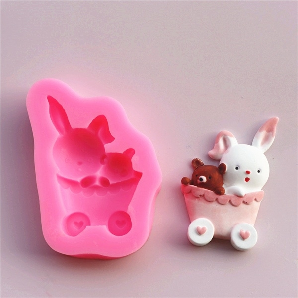 Khuôn Silicon - Động Vật - Con Thỏ Xe Set 3