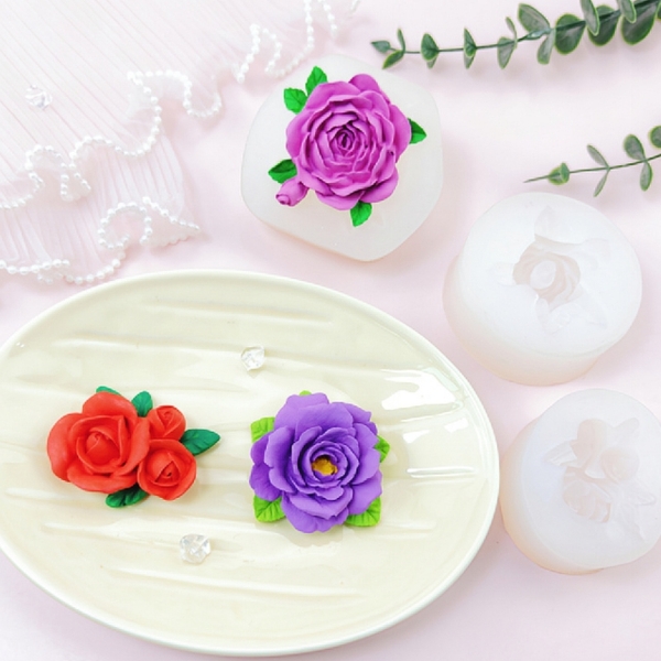 Khuôn Silicon - Hồng Nở Búp Kèm Lá A1-1446