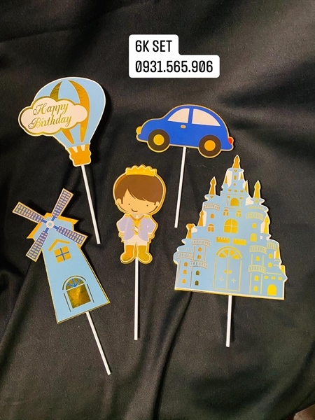 Set Cắm Lâu Đài Bé Trai Phụ Kiện Trang Trí Bánh