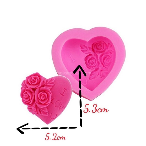 Khuôn Silicon - Trái Tim Hoa - ILU Hoa Lá 5.5cm