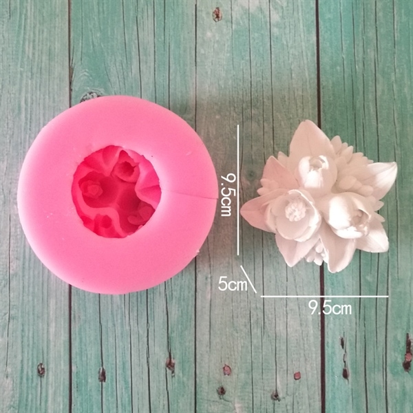 Khuôn Silicon - Hoa Tulip - SL180 - Chùm 3 Kèm Lá