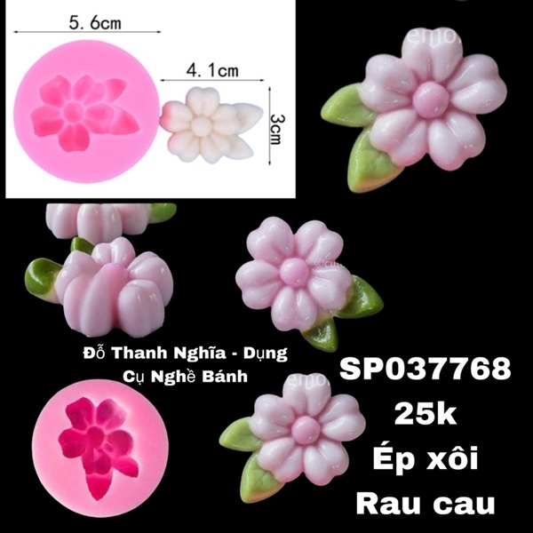 Khuôn Silicon - Hoa Mai - 4.1X3cm - Đào 5 cánh kèm lá 4.1x3cm