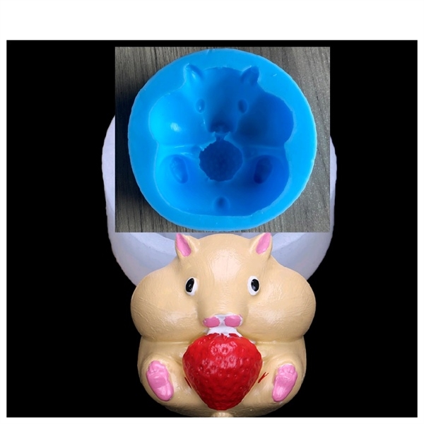 Khuôn Silicon - Động Vật - Chuột Hamster Ăn Dâu Tây