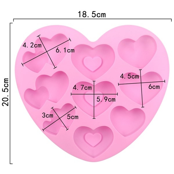 Khuôn Silicon - Trái Tim Kiểu - Vĩ 9c Đôi Lồng Tim