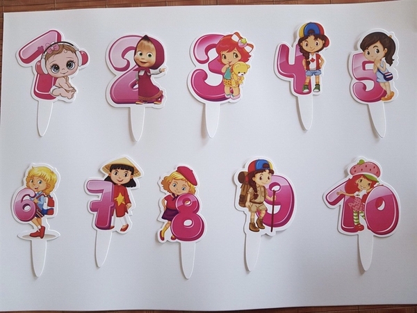 Set Cắm - Bé Trai Bé Gái (24 Thẻ) - Phụ Kiện Trang Trí - Bé Trai - Số 8