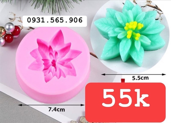 Khuôn Silicon - Hoa Cúc Trạng Nguyên Gãy Cánh - Kèm Lá 5.5cm