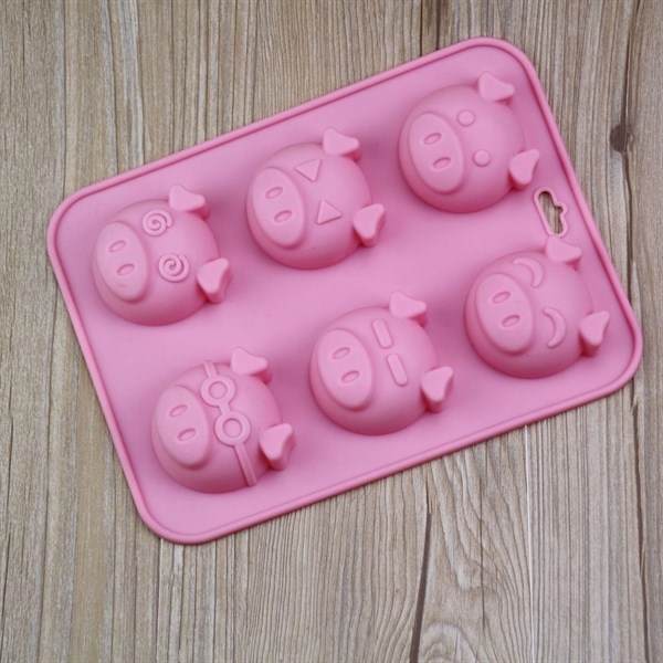 Khuôn Silicon - Động Vật - Heo Mặt Đeo Kính 6c 5.2cm