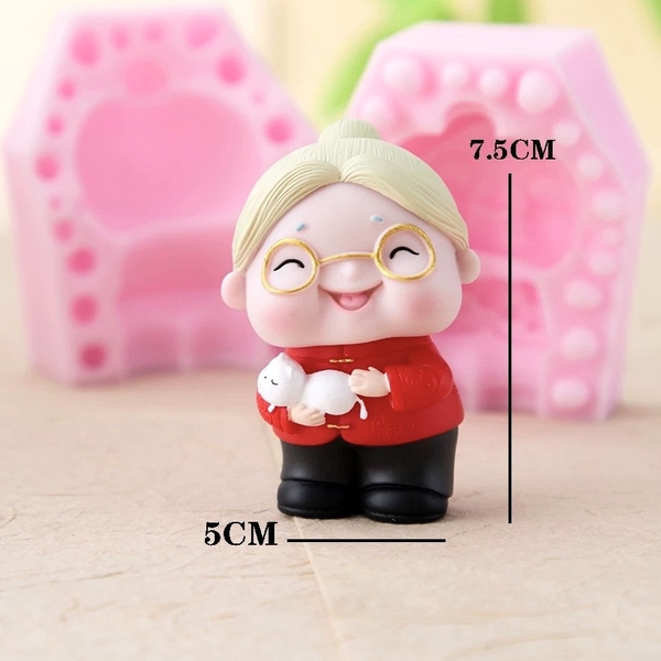 Khuôn Silicon - Bà Thọ Bà Già 2 Mảnh 7.5cm