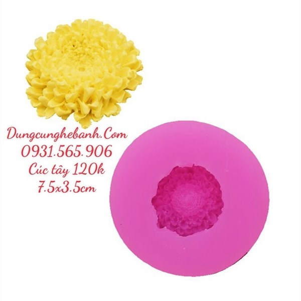 Khuôn Silicon - Hoa Cúc Tây - Cánh Thẳng Nhụy Chấm - 7.5cm