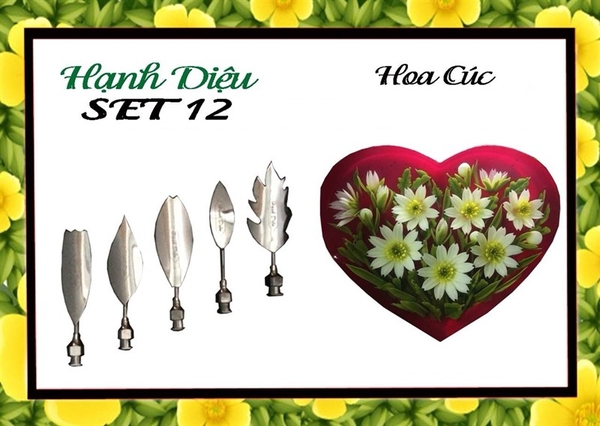 Kim 3D Inox - Bộ 5 - Mẫu 12 Hoa Cúc