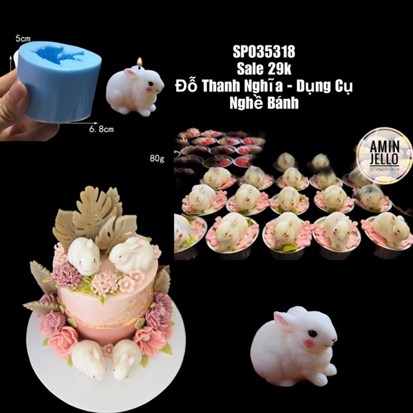 Khuôn Silicon - Động Vật - Con Thỏ - Trắng