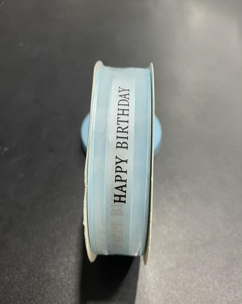Ruy Băng Voan - 3cm Chữ HPBD - Xanh baby 1