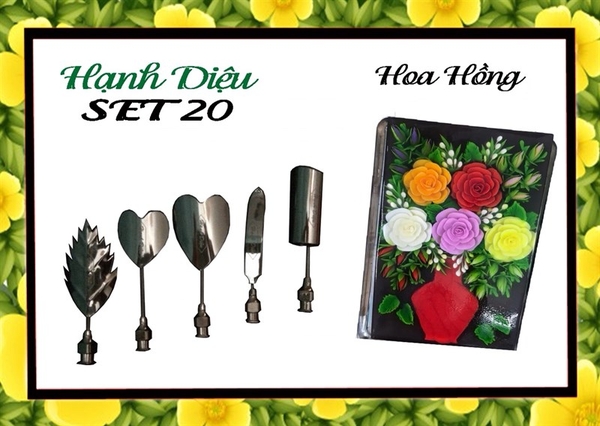 Kim 3D Inox - Bộ 5 - Mẫu 20 Hoa Hồng