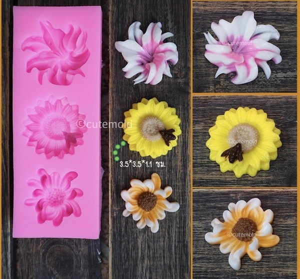 Khuôn Silicon - Hoa Cúc Dẹp Bay TH 3c - 3 > 3.5cm