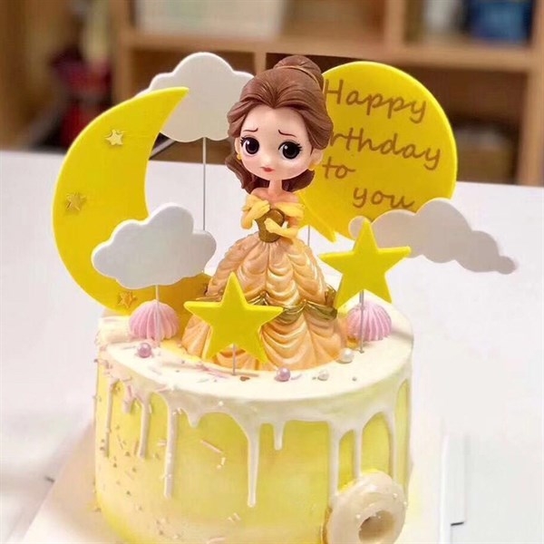 Set Cắm Mây Trăng Sao Phụ Kiện Trang Trí Bánh - màu vàng