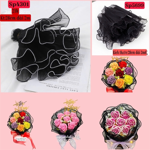 Cuộn Voan - Viền Trơn-28cm Dài 3m6 - Voan Đen Trơn