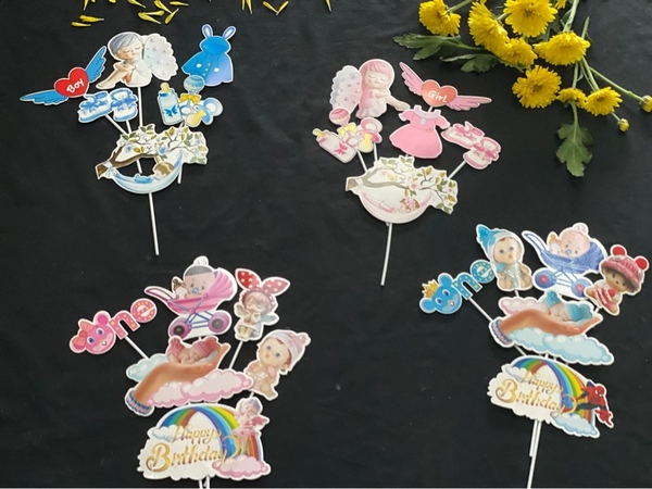 Set Cắm Em Bé Phụ Kiện Trang Trí Bánh - bé gái