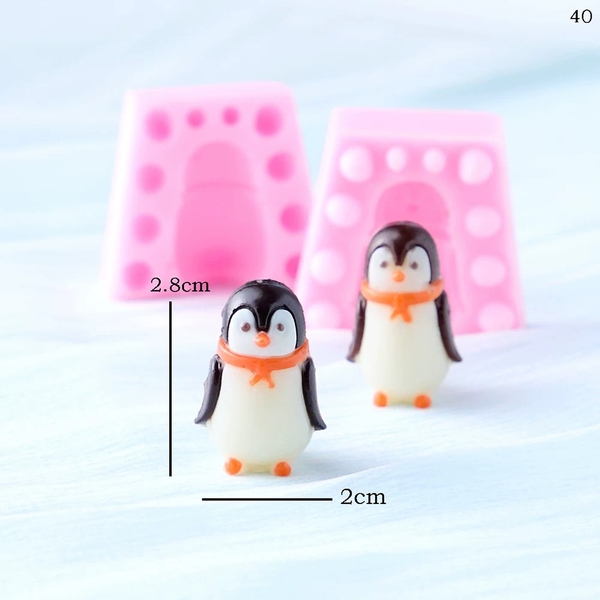 Khuôn Silicon - Động Vật - Chim Cánh Cụt 2 Mảnh 3cm Khăn Thẳng