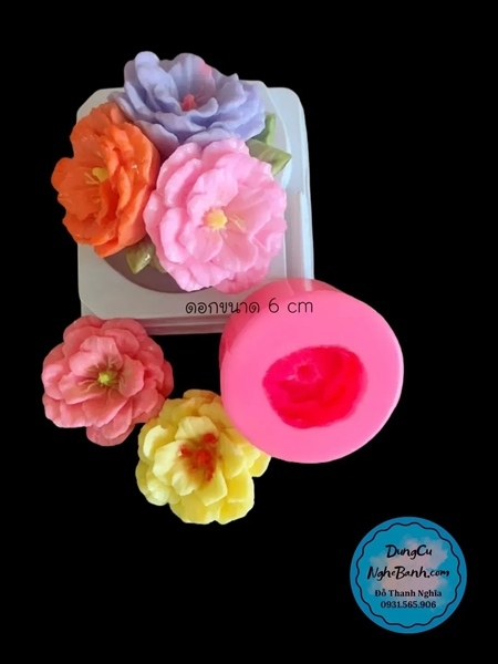 Khuôn Silicon - Hoa Mai Đào - 6cm - Nhụy Tầng