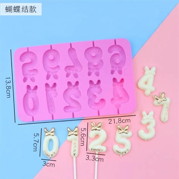 Khuôn Silicon - Số 0-9 - Nơ 5.6cm