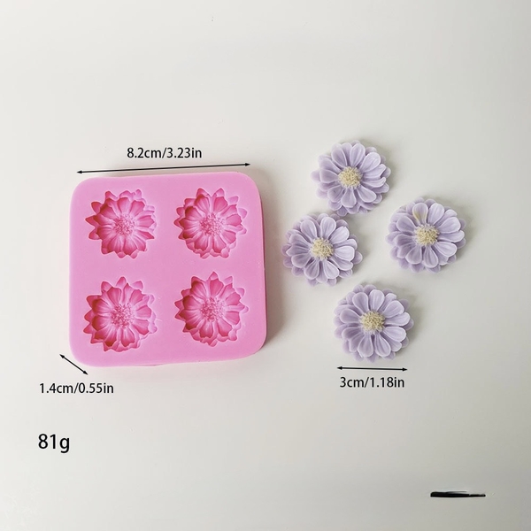 Khuôn Silicon - Hoa Cúc Dẹp Bầu 4c