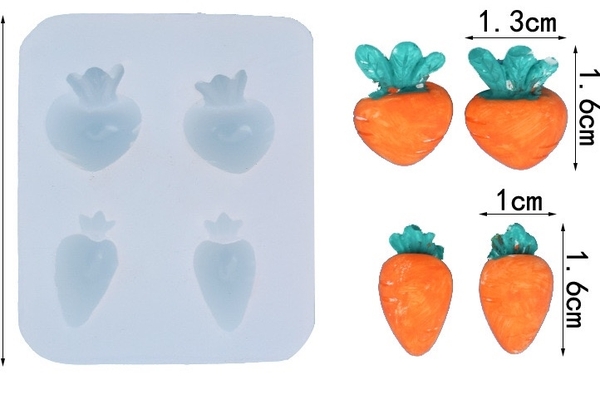 Khuôn Silicon - Rau Củ - Cà Rốt 4c - 4.4X3.7cm