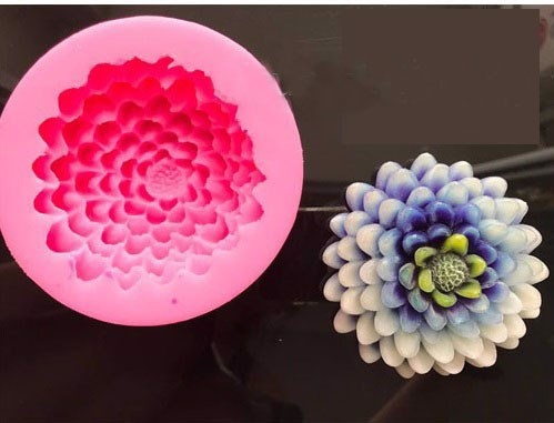 Khuôn Silicon - Hoa Cúc Thược Dược - Cánh Thẳng - 8.3cm