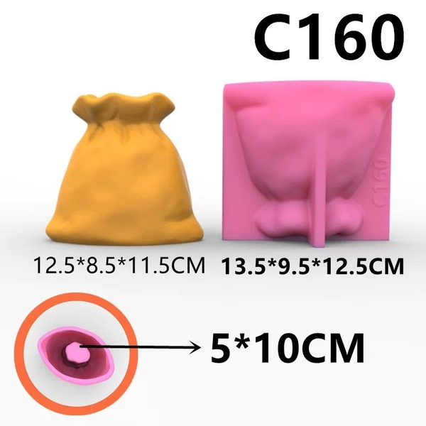 Khuôn Silicon Túi Vàng Hủ Vàng To 12.5cm Mã C160