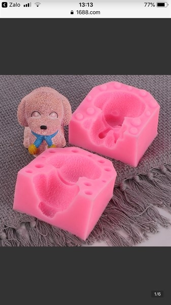 Khuôn Silicon - Động Vật - Chó Ngồi Khăn 2 Mảnh