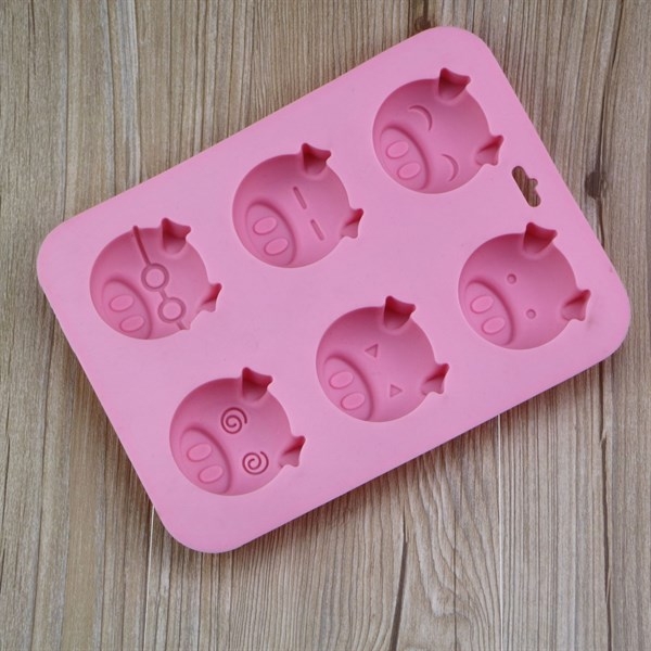 Khuôn Silicon - Động Vật - Heo Mặt Đeo Kính 6c 5.2cm