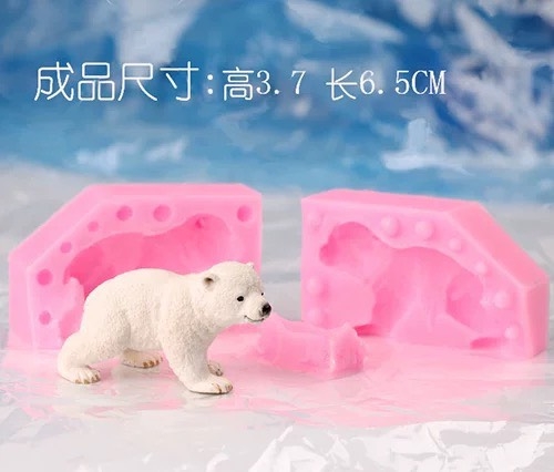 Khuôn Silicon - Động Vật - Gấu Bắc Cực Đi 2 Mảnh 6.5cm