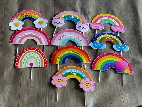 Set Cắm Cầu Vòng Phụ Kiện Trang Trí Bánh - mẫu ngẫu nhiên - set 10 que - nhiều mẫu