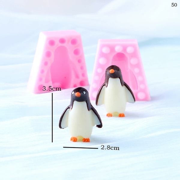 Khuôn Silicon - Động Vật - Chim Cánh Cụt 2 Mảnh 3.5cm Thẳng