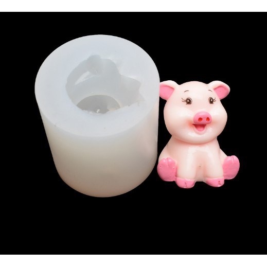 Khuôn Silicon - Động Vật - Heo Ngồi Cười