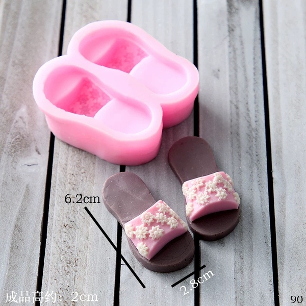 Khuôn Silicon - Em Bé Giày - Đôi Dép Hoa 6.2cm