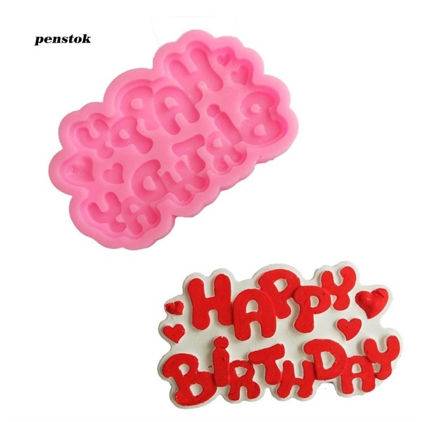 Khuôn Silicon - Chữ Happy - Kèm Tim