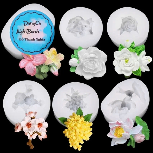 Khuôn Silicon - Chùm Hoa Cúc - Kèm Lá Nụ 7.8cm