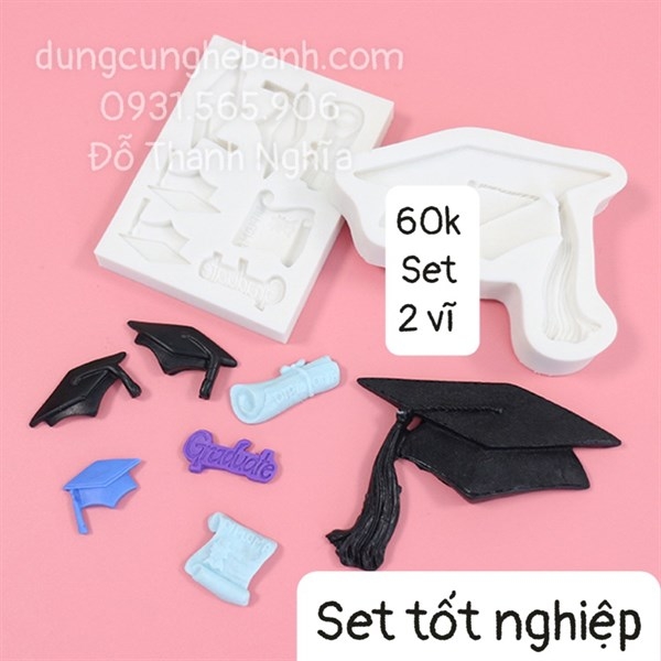 Khuôn Silicon - Nón Tốt Nghiệp Set 2