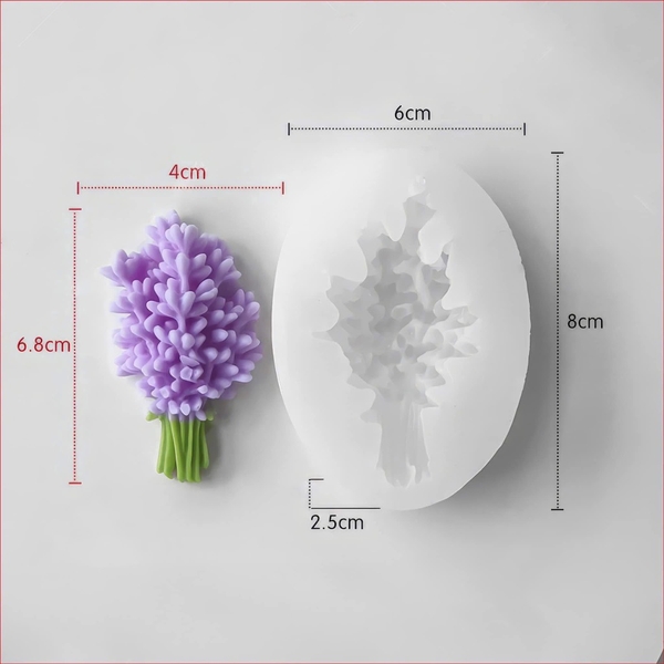 Khuôn Silicon - Chùm Hoa Cúc Lavender - Kèm Cành 7.8cm