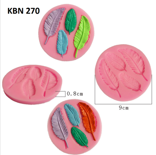 Khuôn Silicon - Lá Lông Vũ - 6-8cm TH - 3c Hồng