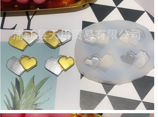 Khuôn Silicon - Trái Tim Kiểu - 4c Đôi Lồng 2c