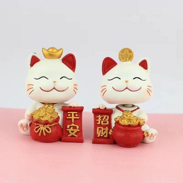 Khuôn Silicon - Động Vật - Mèo Thần Tài -Thỏi Vàng - Hủ Vàng 2 Mảnh 9cm