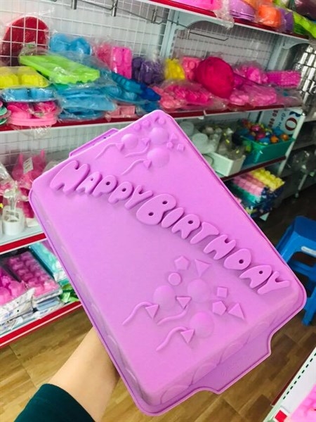 Khuôn Silicon - Đế - Happy Bong Bóng Chữ Nhật