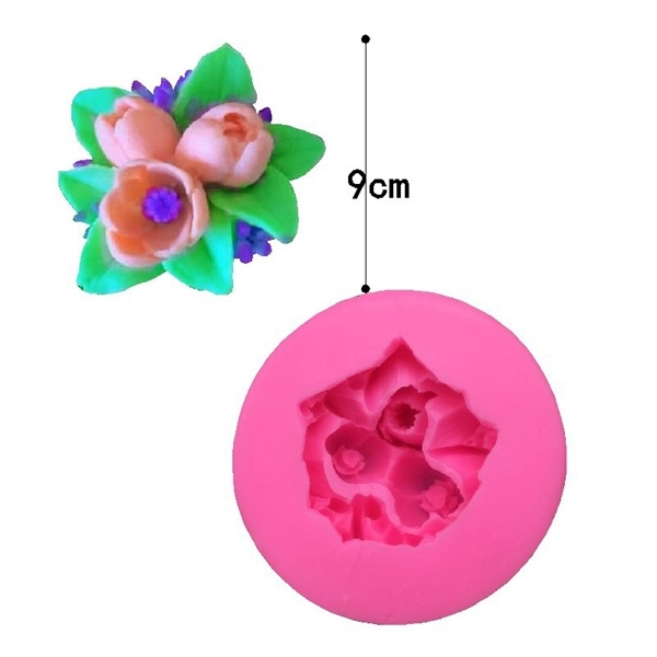 Khuôn Silicon - Hoa Tulip - SL180 - Chùm 3 Kèm Lá