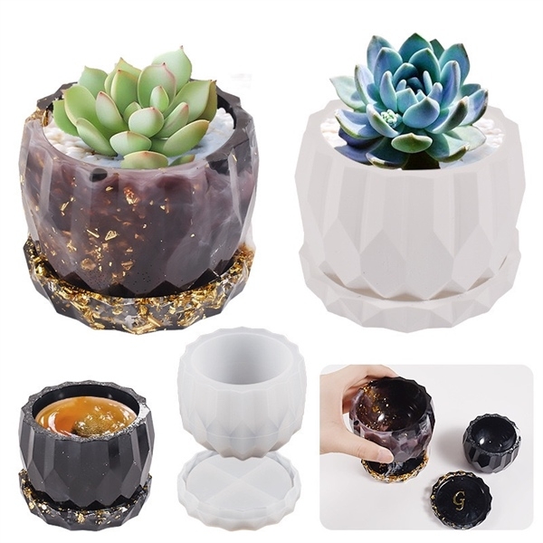 Khuôn Silicon - Chậu Cây - Đa Giác 9.7cm Không Kèm Đế