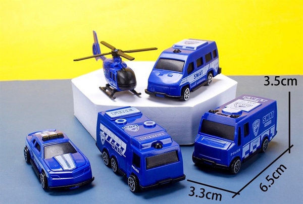 Set Xe Cộ Nhựa - PKD - Set 5 - Trực Thăng Xe An Ninh