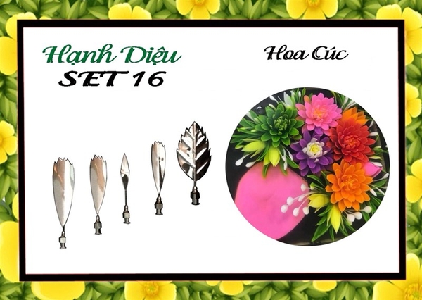 Kim 3D Inox - Bộ 5 - Mẫu 16 Hoa Cúc