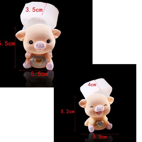 Khuôn Silicon - Động Vật - Heo Ngôi Có Yếm Set 2
