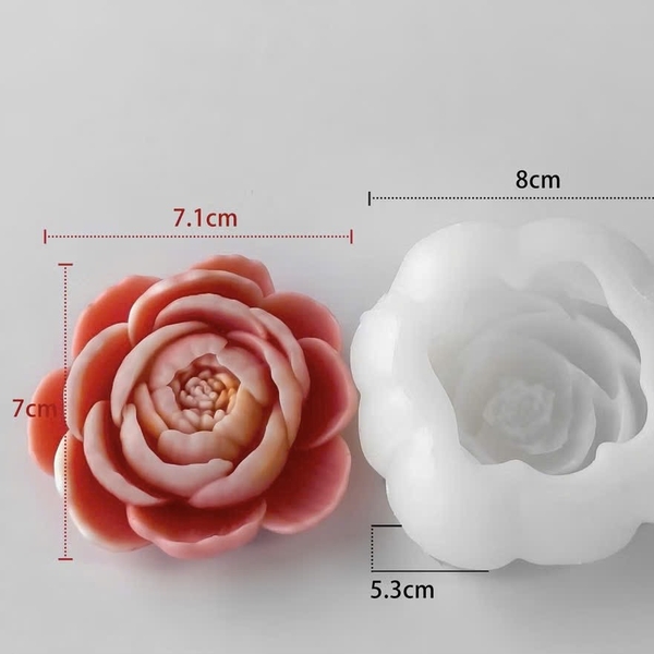 Khuôn Silicon - Hoa Hồng Hoa Mao Lương 7.1cm